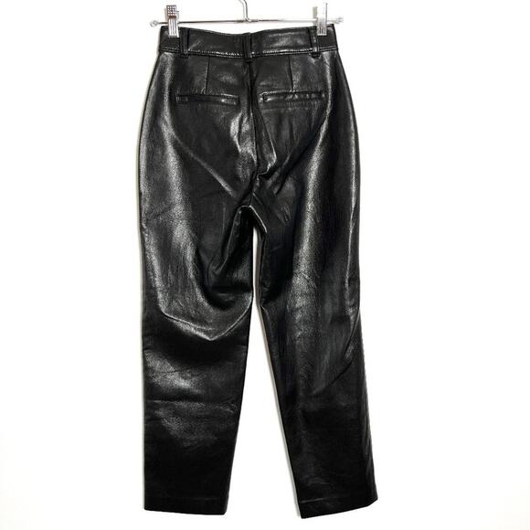 Babaton Command Cropped Mid-rise Vegan Leather Pant SIZE 00 Black Trousers - Picture 3 of 14